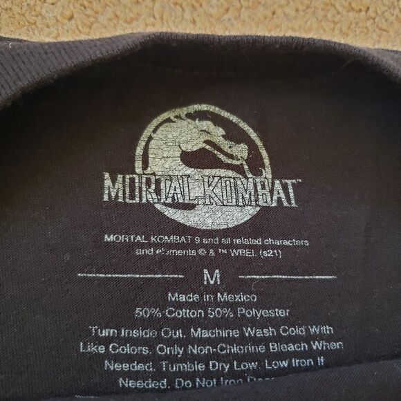 Mortal Kombat Size Medium Mens Classic Dragon Logo Black Cotton Blend T-Shirt - Picture 3 of 5
